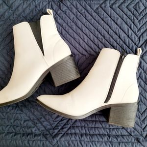 Faux Leather Block Heel Chelsea Boot